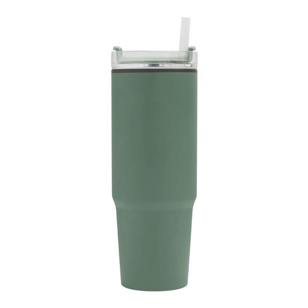 Obrázky: Zelený dvoustěnný termohrnek 900ml, brčko a ucho, Obrázek 4