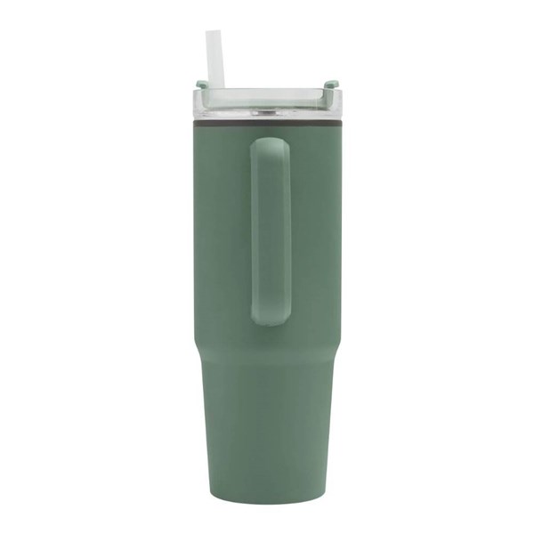 Obrázky: Zelený dvoustěnný termohrnek 900ml, brčko a ucho, Obrázek 5