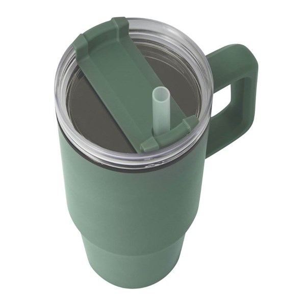 Obrázky: Zelený dvoustěnný termohrnek 900ml, brčko a ucho, Obrázek 6