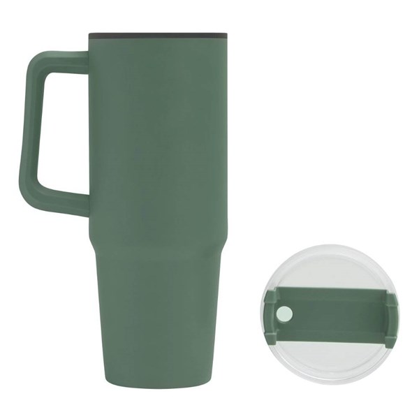 Obrázky: Zelený dvoustěnný termohrnek 900ml, brčko a ucho, Obrázek 7