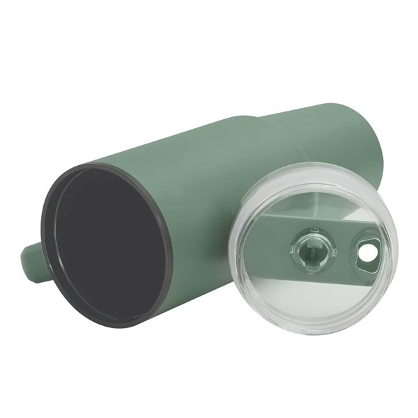 Obrázky: Zelený dvoustěnný termohrnek 900ml, brčko a ucho, Obrázek 8