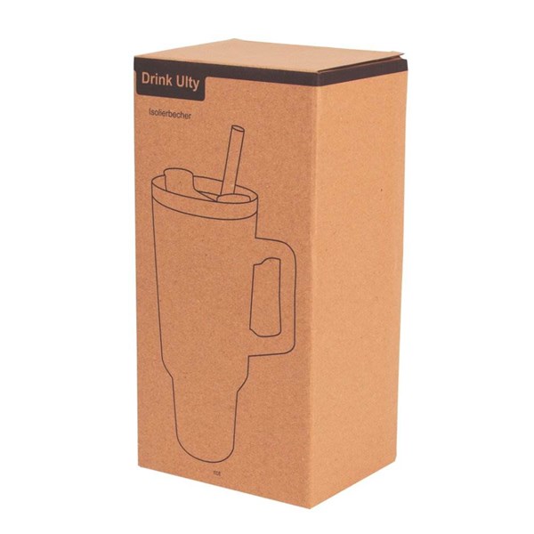 Obrázky: Červený dvoustěnný termohrnek 900ml, brčko a ucho, Obrázek 9