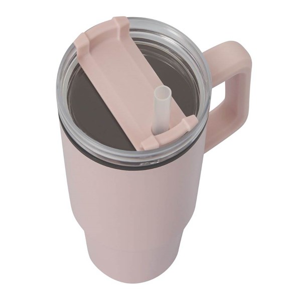 Obrázky: Růžový dvoustěnný termohrnek 900ml, brčko a ucho, Obrázek 6