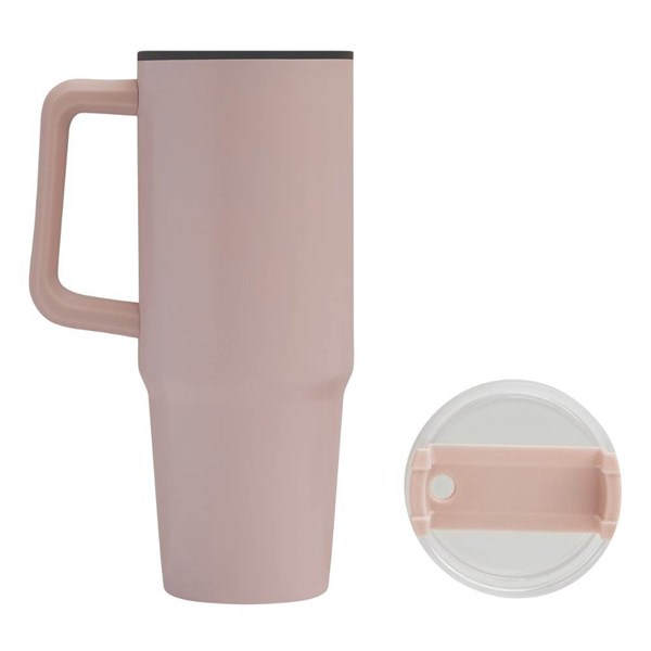 Obrázky: Růžový dvoustěnný termohrnek 900ml, brčko a ucho, Obrázek 7