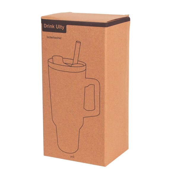 Obrázky: Růžový dvoustěnný termohrnek 900ml, brčko a ucho, Obrázek 9