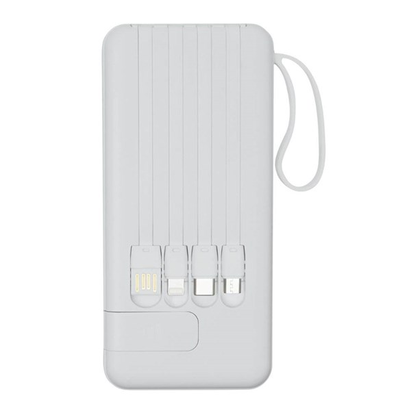 Obrázky: Bílá powerbanka 10 000 mAh s kabely a displejem, Obrázek 4