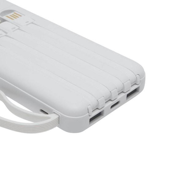 Obrázky: Bílá powerbanka 10 000 mAh s kabely a displejem, Obrázek 6