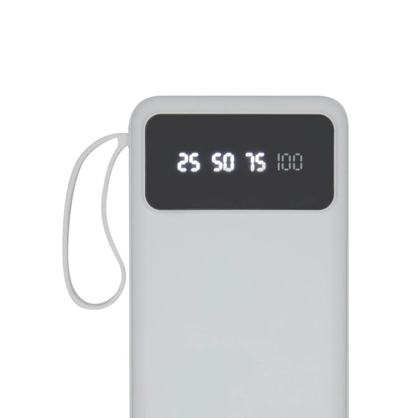 Obrázky: Bílá powerbanka 10 000 mAh s kabely a displejem, Obrázek 7