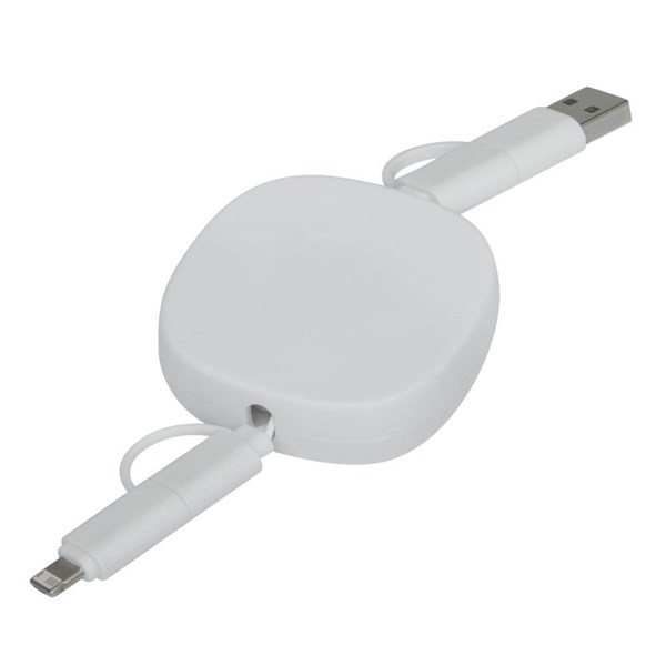 Obrázky: Bílý svinovací USB nabíjecí a datový kabel