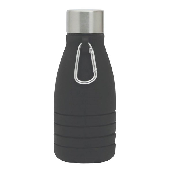 Obrázky: Černá skládací silik. láhev s karabinou, 550ml, Obrázek 4
