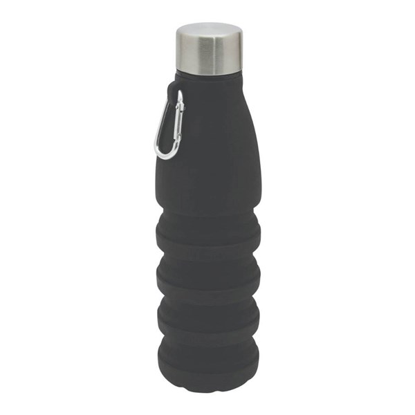 Obrázky: Černá skládací silik. láhev s karabinou, 550ml, Obrázek 5