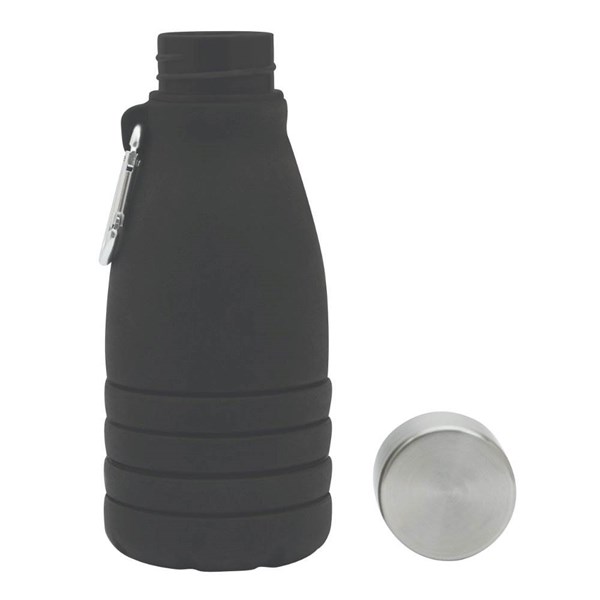 Obrázky: Černá skládací silik. láhev s karabinou, 550ml, Obrázek 6