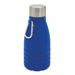 Obrázky: Modrá skládací silik. láhev s karabinou, 550ml