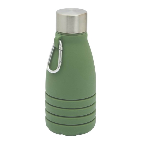 Obrázky: Zelená skládací silik. láhev s karabinou, 550ml