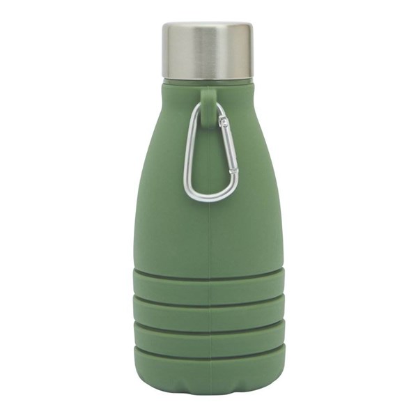 Obrázky: Zelená skládací silik. láhev s karabinou, 550ml, Obrázek 4