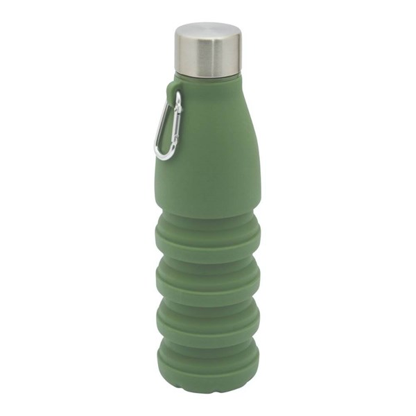 Obrázky: Zelená skládací silik. láhev s karabinou, 550ml, Obrázek 5