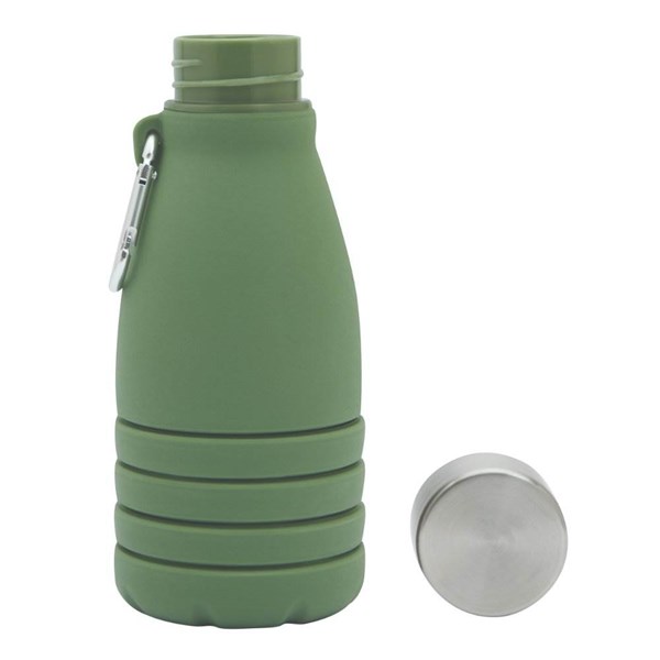 Obrázky: Zelená skládací silik. láhev s karabinou, 550ml, Obrázek 6