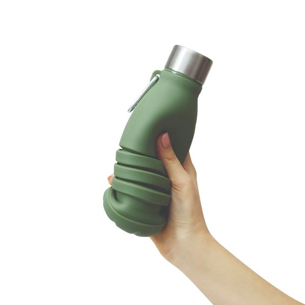 Obrázky: Zelená skládací silik. láhev s karabinou, 550ml, Obrázek 9