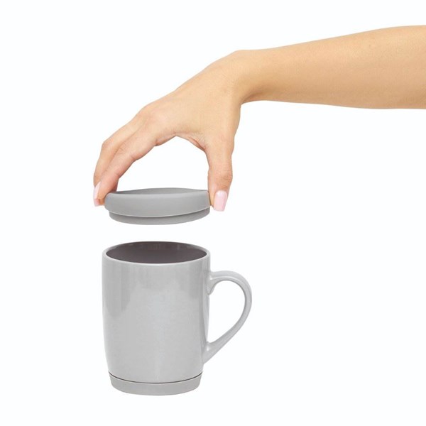 Obrázky: Šedý keramický hrnek 350ml s víčkem, Obrázek 9