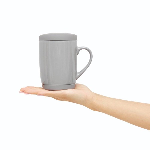 Obrázky: Šedý keramický hrnek 350ml s víčkem, Obrázek 10