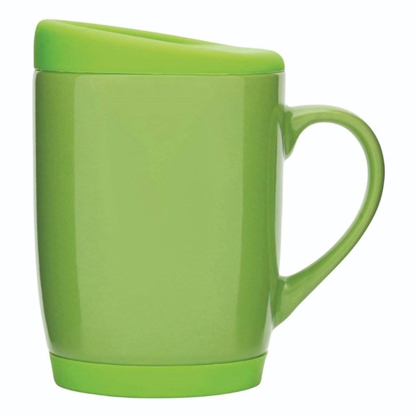 Obrázky: Zelený keramický hrnek 350ml s víčkem, Obrázek 3