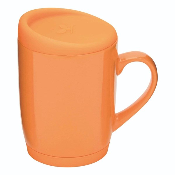 Obrázky: Oranžový keramický hrnek 350ml s víčkem
