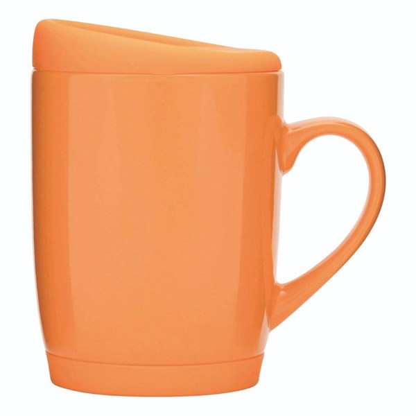 Obrázky: Oranžový keramický hrnek 350ml s víčkem, Obrázek 3