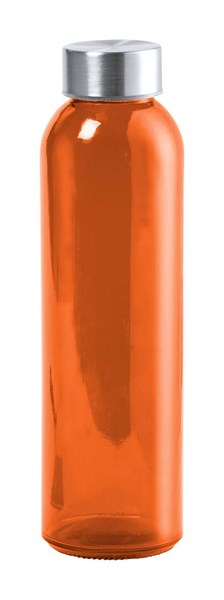 Obrázky: Oranžová skleněná láhev 500ml s nerez. uzávěrem