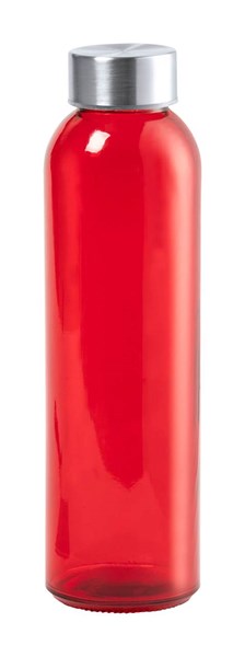 Obrázky: Červená skleněná láhev 500ml s nerez. uzávěrem