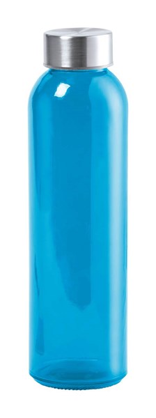 Obrázky: Modrá skleněná láhev 500ml s nerez. uzávěrem