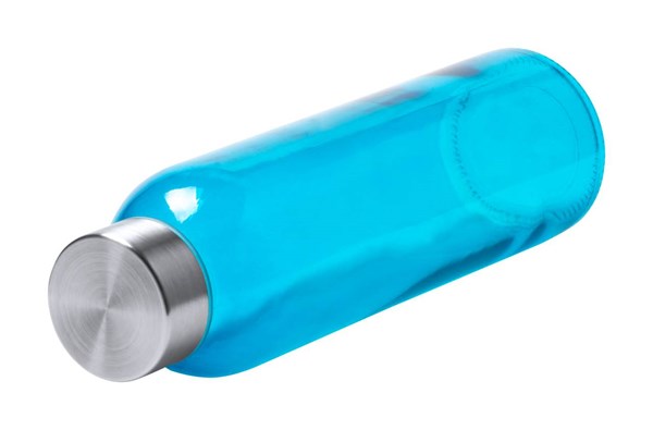 Obrázky: Modrá skleněná láhev 500ml s nerez. uzávěrem, Obrázek 2
