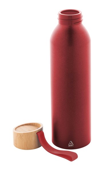 Obrázky: Červená láhev 600ml, recyk. hliník a silik.poutko, Obrázek 2