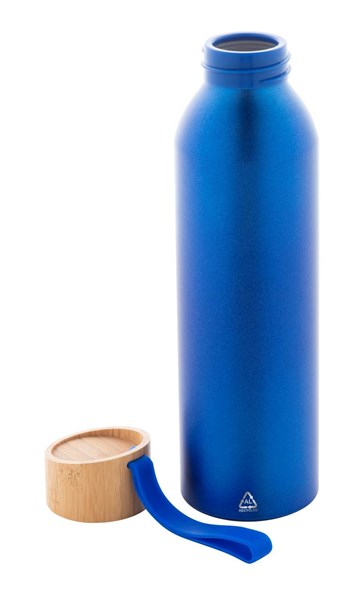 Obrázky: Modrá láhev 600ml, recyk. hliník a silik.poutko, Obrázek 2