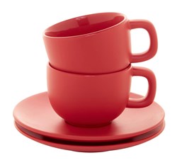 Obrázky: 2ks šálků 200ml s podšálkem na cappuccino, červené