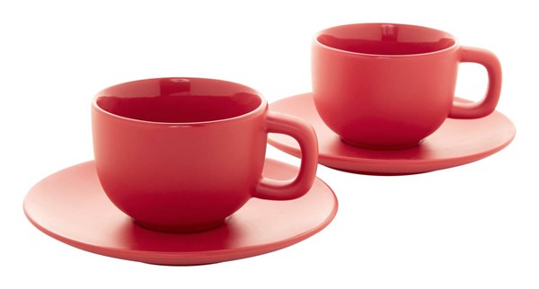 Obrázky: 2ks šálků 200ml s podšálkem na cappuccino, červené, Obrázek 2