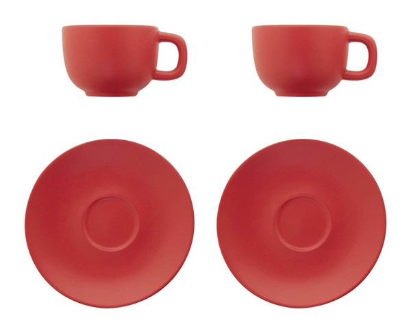 Obrázky: 2ks šálků 200ml s podšálkem na cappuccino, červené, Obrázek 3