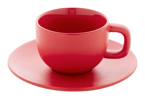 Obrázky: 2ks šálků 200ml s podšálkem na cappuccino, červené, Obrázek 4