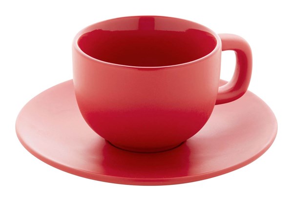 Obrázky: 2ks šálků 200ml s podšálkem na cappuccino, červené, Obrázek 5