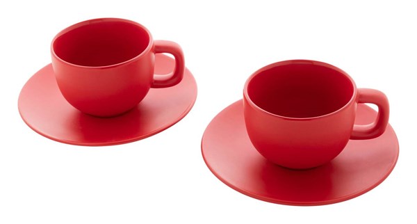 Obrázky: 2ks šálků 200ml s podšálkem na cappuccino, červené, Obrázek 6