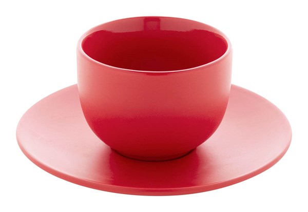 Obrázky: 2ks šálků 200ml s podšálkem na cappuccino, červené, Obrázek 7
