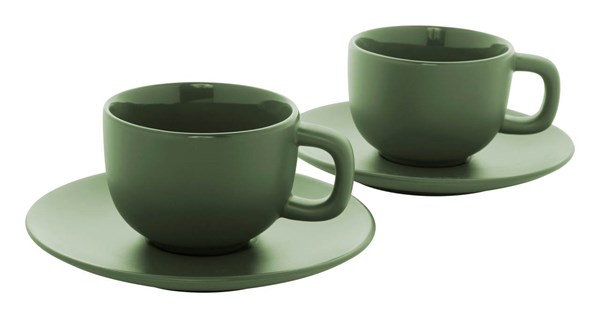 Obrázky: 2ks šálků 200ml s podšálkem na cappuccino, zelené, Obrázek 3