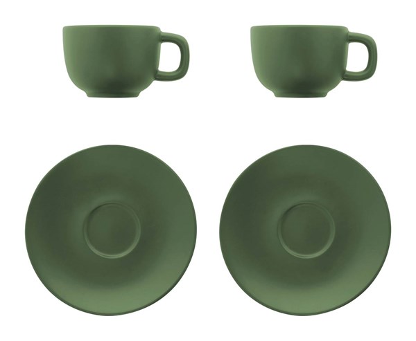 Obrázky: 2ks šálků 200ml s podšálkem na cappuccino, zelené, Obrázek 4