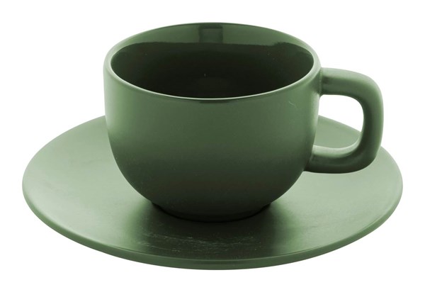 Obrázky: 2ks šálků 200ml s podšálkem na cappuccino, zelené, Obrázek 5