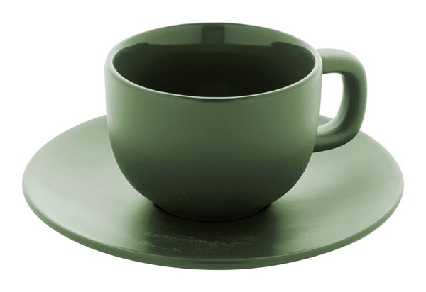 Obrázky: 2ks šálků 200ml s podšálkem na cappuccino, zelené, Obrázek 6