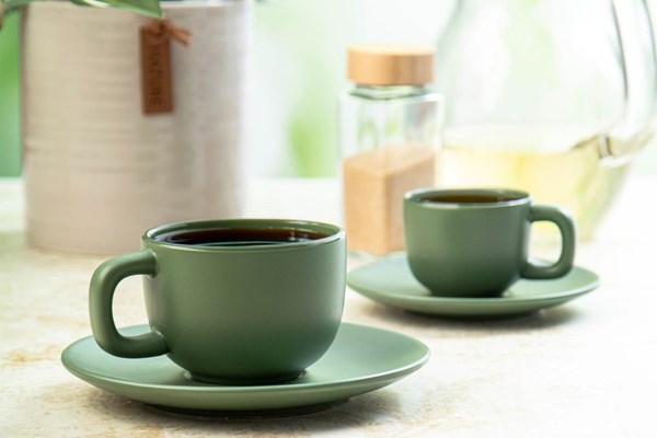 Obrázky: 2ks šálků 200ml s podšálkem na cappuccino, zelené, Obrázek 8