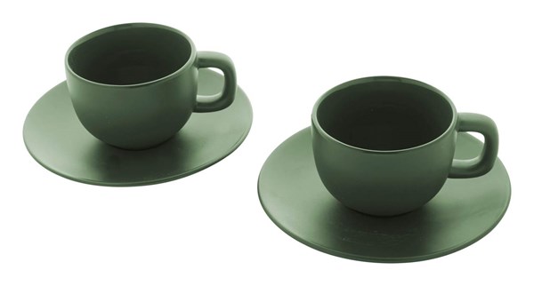 Obrázky: 2ks šálků 200ml s podšálkem na cappuccino, zelené, Obrázek 9