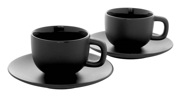 Obrázky: 2ks šálků 200ml s podšálkem na cappuccino, černé, Obrázek 2