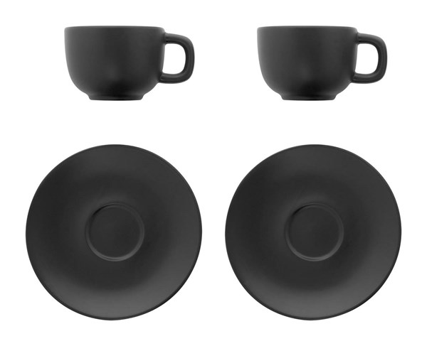 Obrázky: 2ks šálků 200ml s podšálkem na cappuccino, černé, Obrázek 3