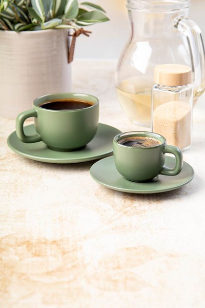 Obrázky: 2ks šálků 85ml s podšálkem na espresso, zelené, Obrázek 7