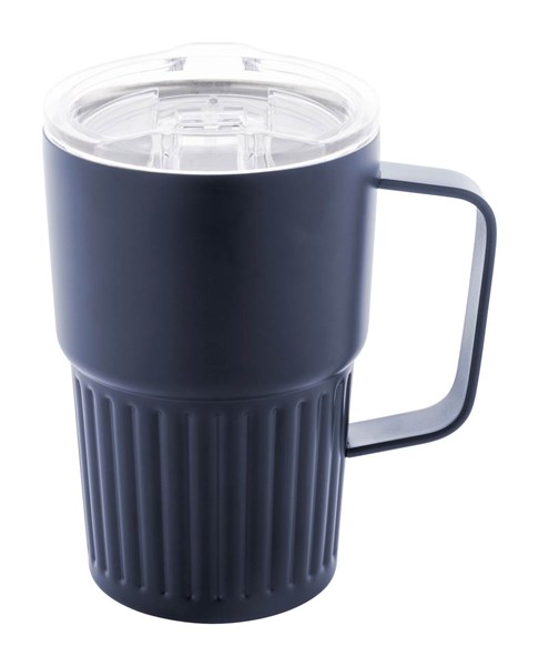 Obrázky: Dvoustěnný termohrnek-recykl. nerez, víčko, modrá
